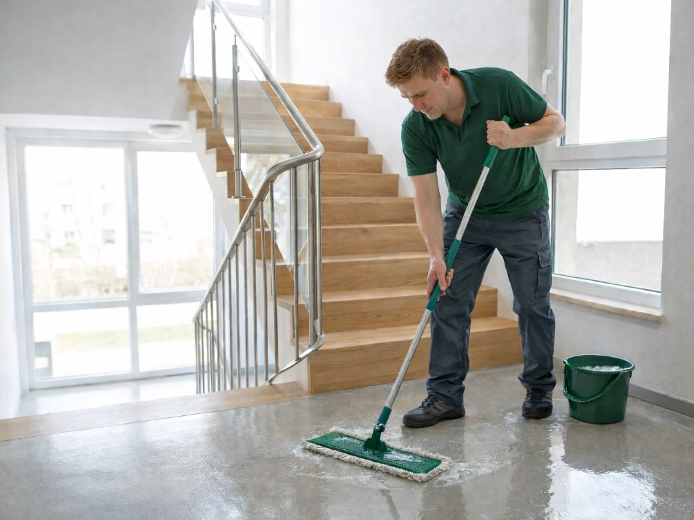 Gebäudereinigung in Regensburg – Bodenreinigung im Treppenhaus